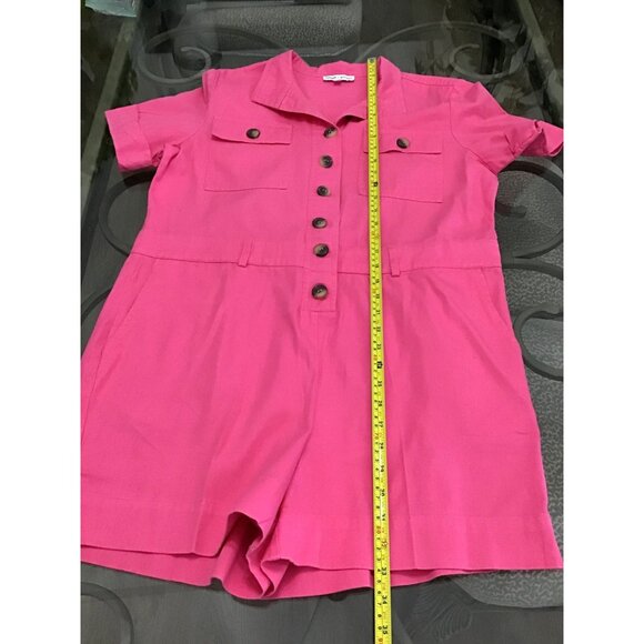 EXPRESS ROCKY BARNES WOMENS PINK BUTTON CLOSURE W/BELT SHORT ROMPER SIZE MEDIUM - Picture 7 of 8